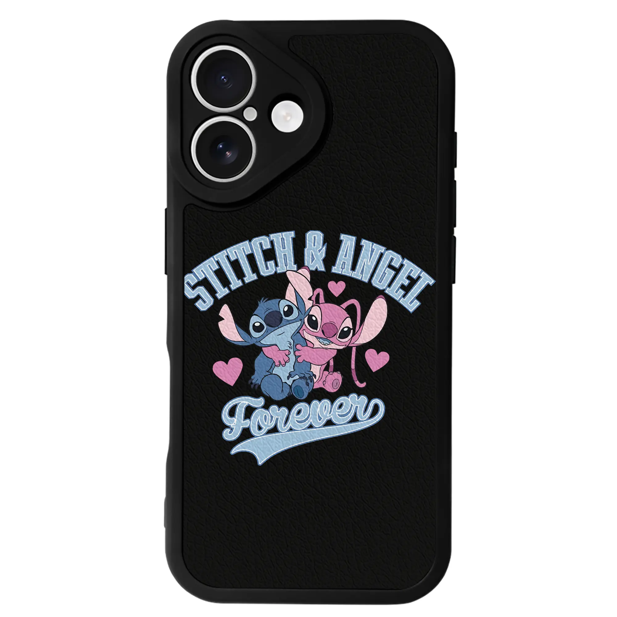 リロ＆スティッチ グッズ エンジェル - IPhone 16シリーズ対応 ・ シリコンスマホケース ・ レザー調 ・ 高精度フィット ・ 耐衝撃 ・ ワイヤレス充電対応 ・ 精密カット